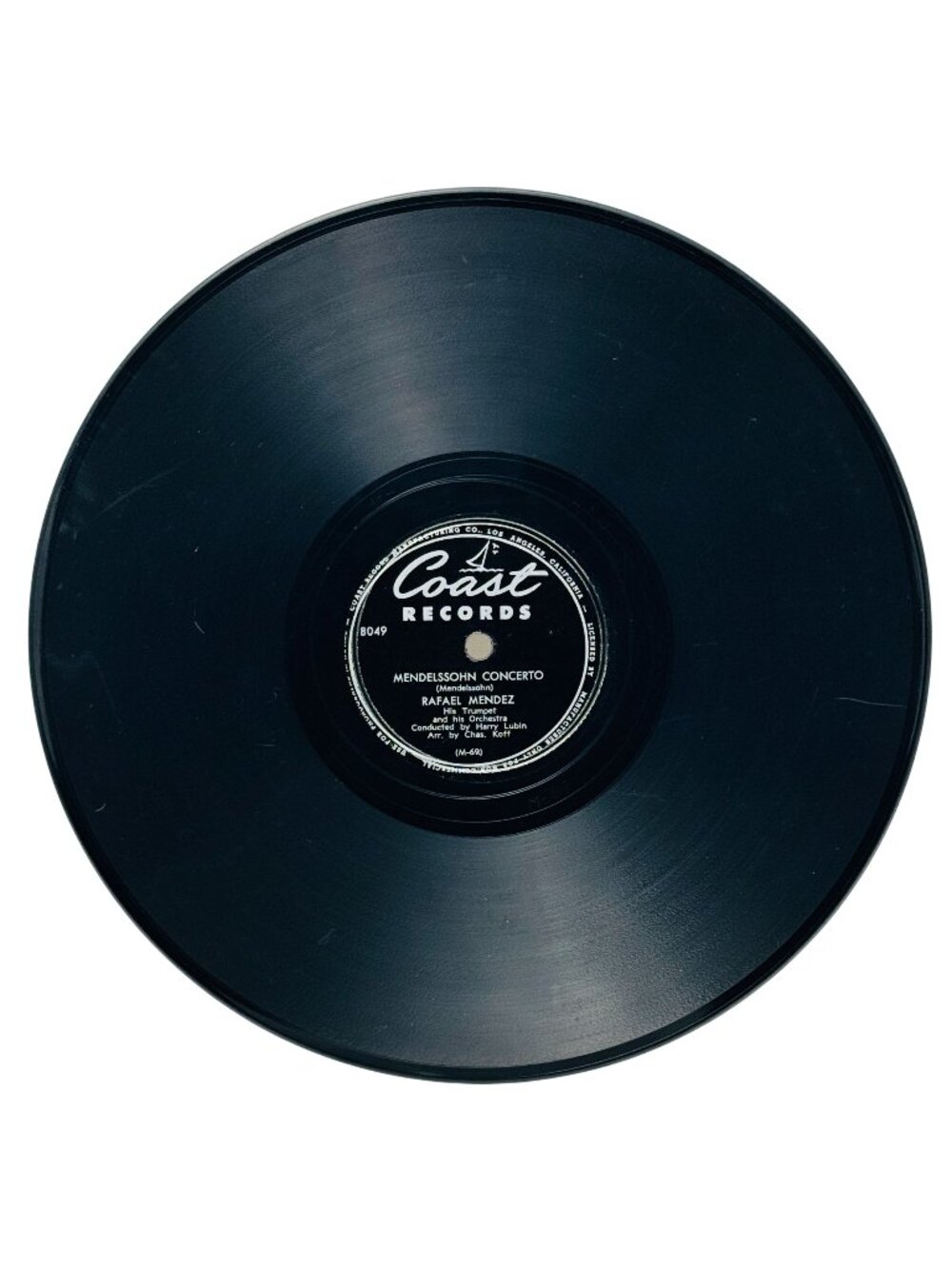 Rafael Mendez Mendelssohn Concerto 10 Inch Shellac 78 RPM Coast Records 8049